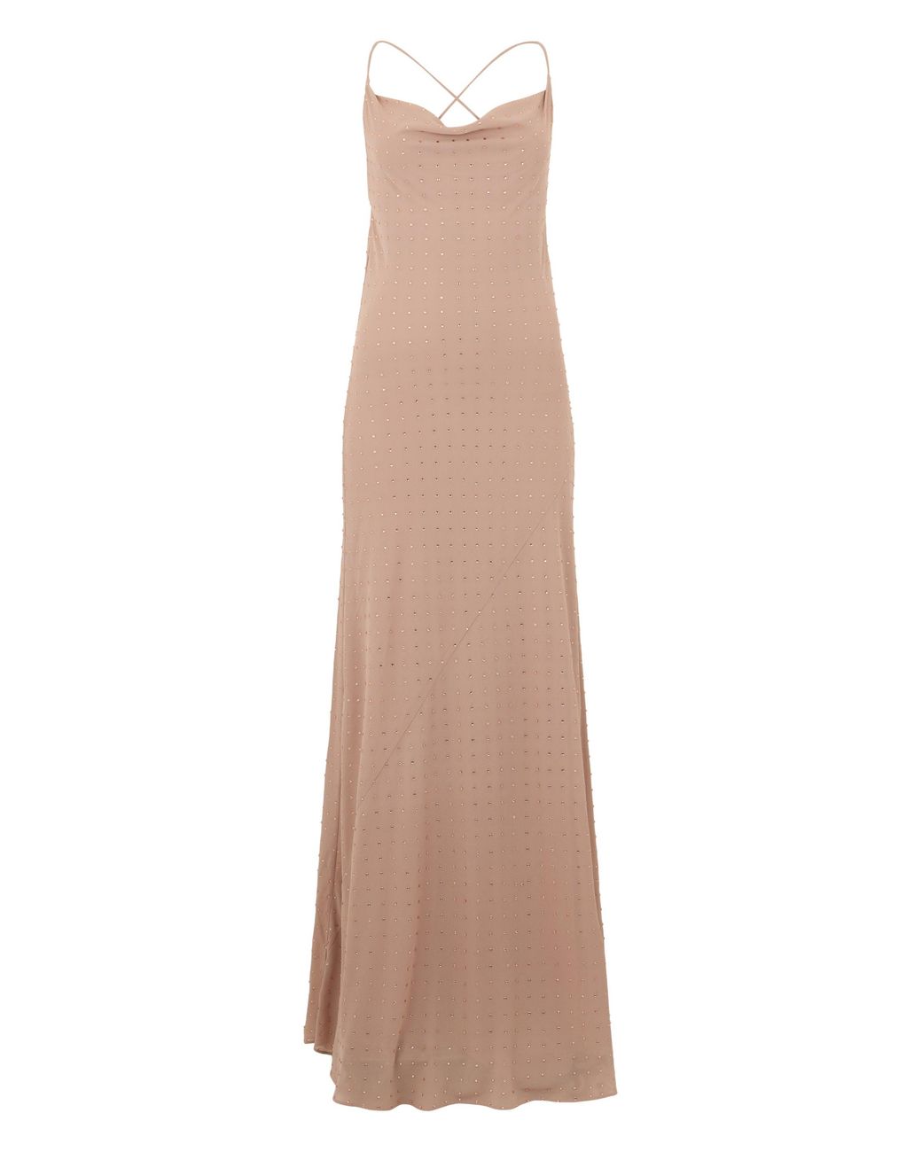 Pinko Natural Long Dress With Rhinestones