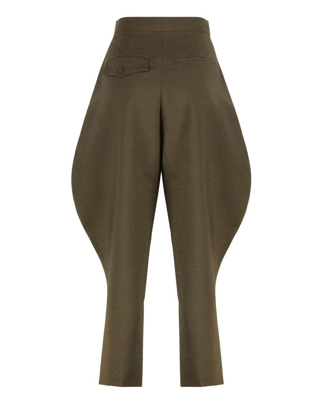 Fendi Green Palazzo Trousers Wool Mohair Cropped