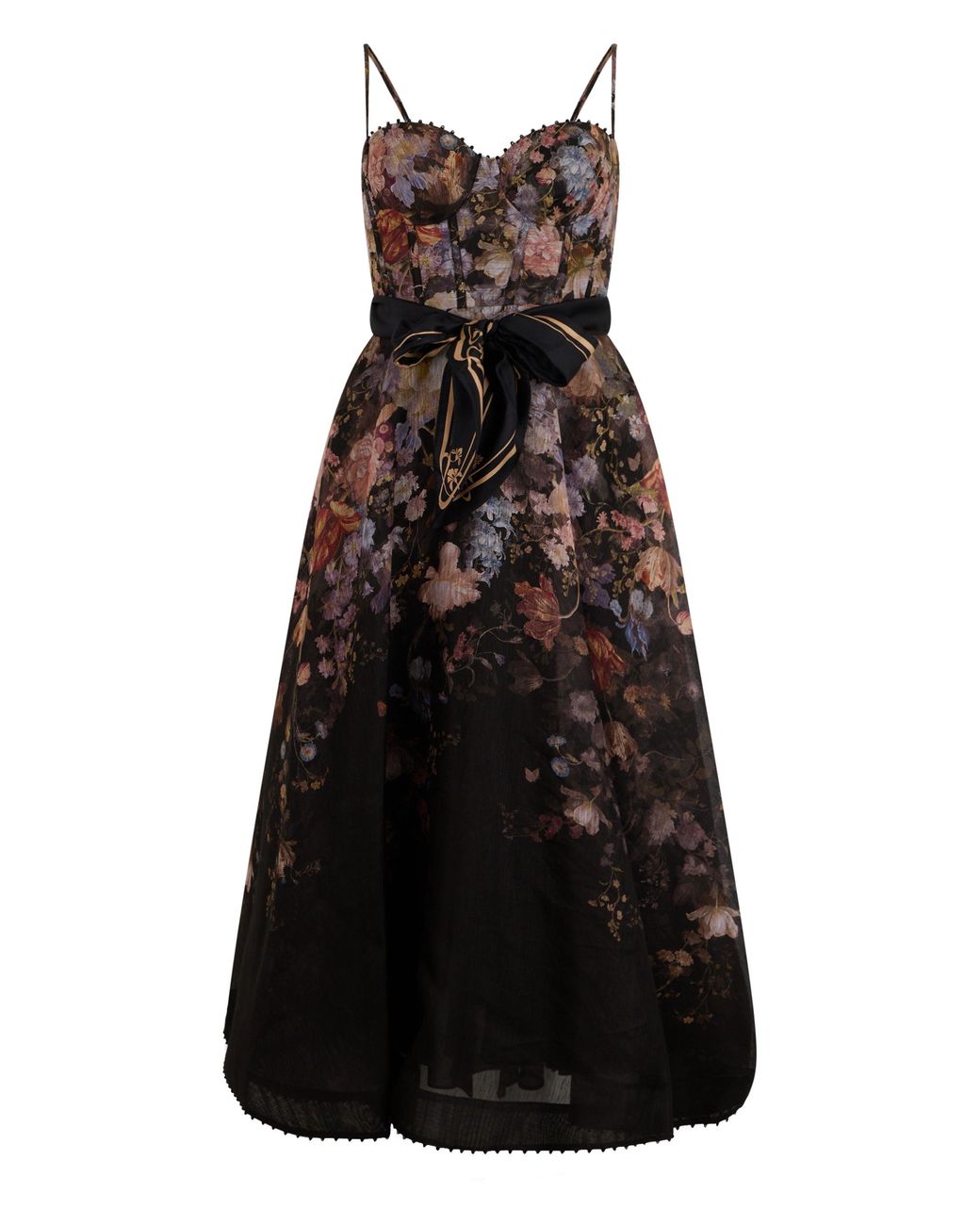 Zimmermann Black Long Floral Dress With Thin Straps