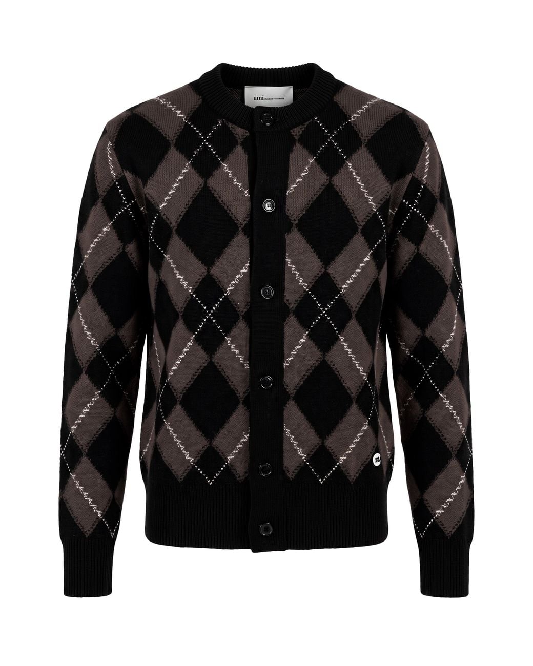 AMI Black Diamond-Pattern Cardigan