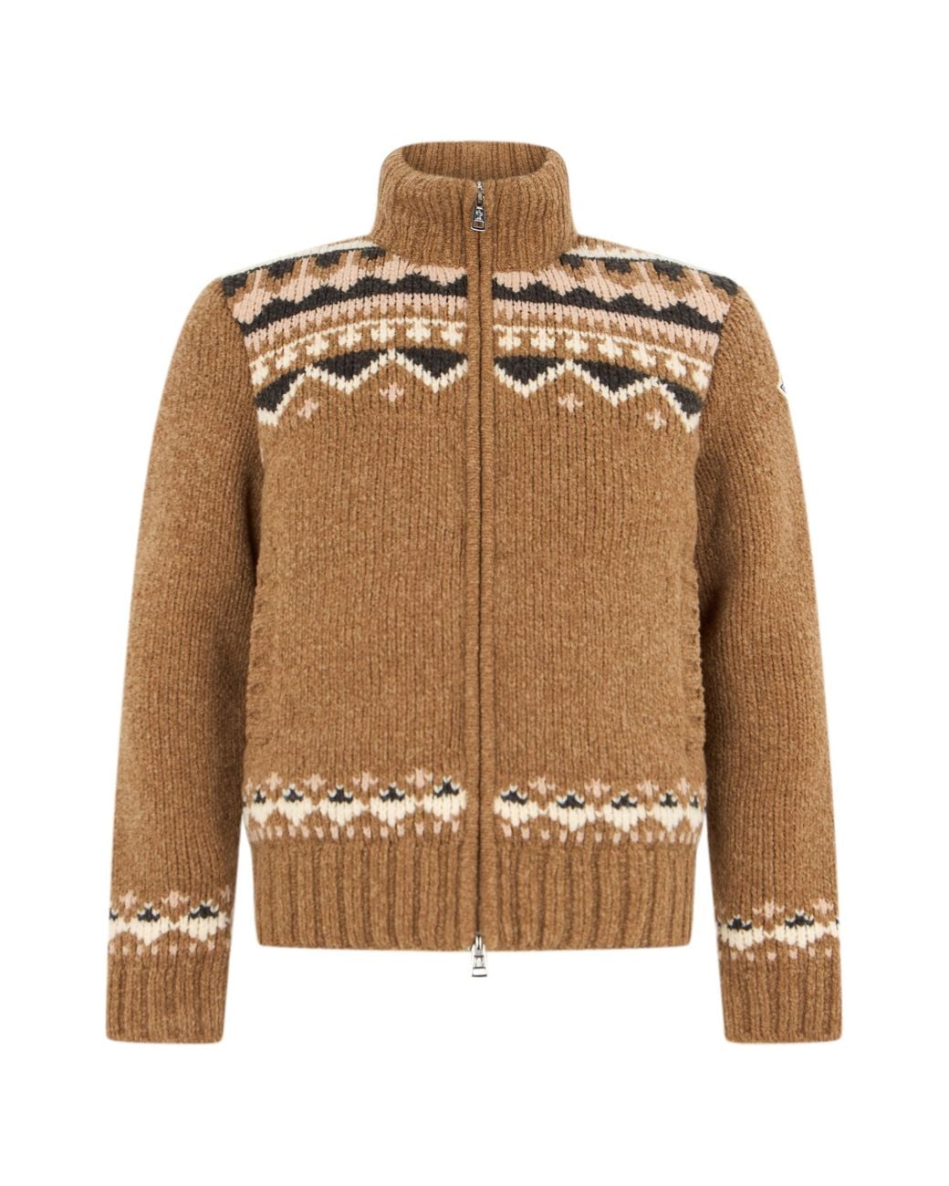 Moncler Brown Wool Sweater With Zip for men