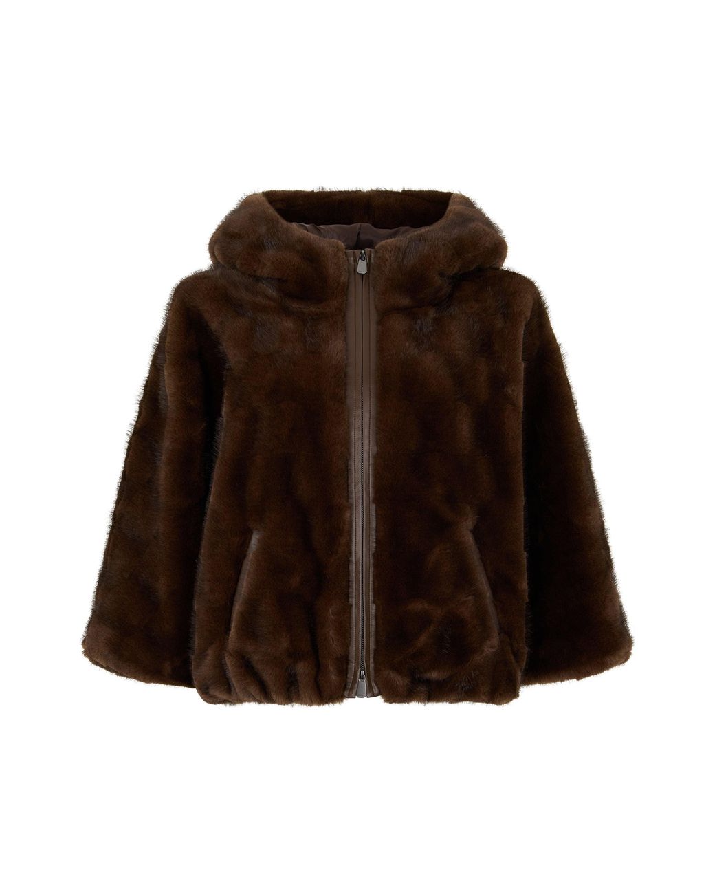 Pinko Brown Eco-Fur With Hood