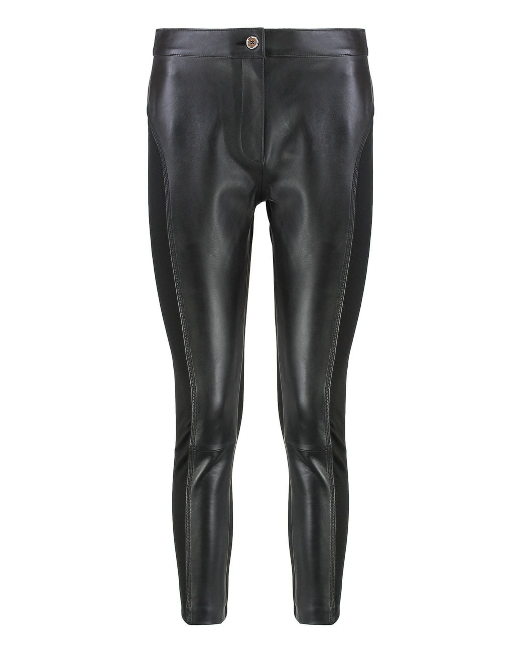 Pinko Black "Leather And Stretch Fabric Pants"