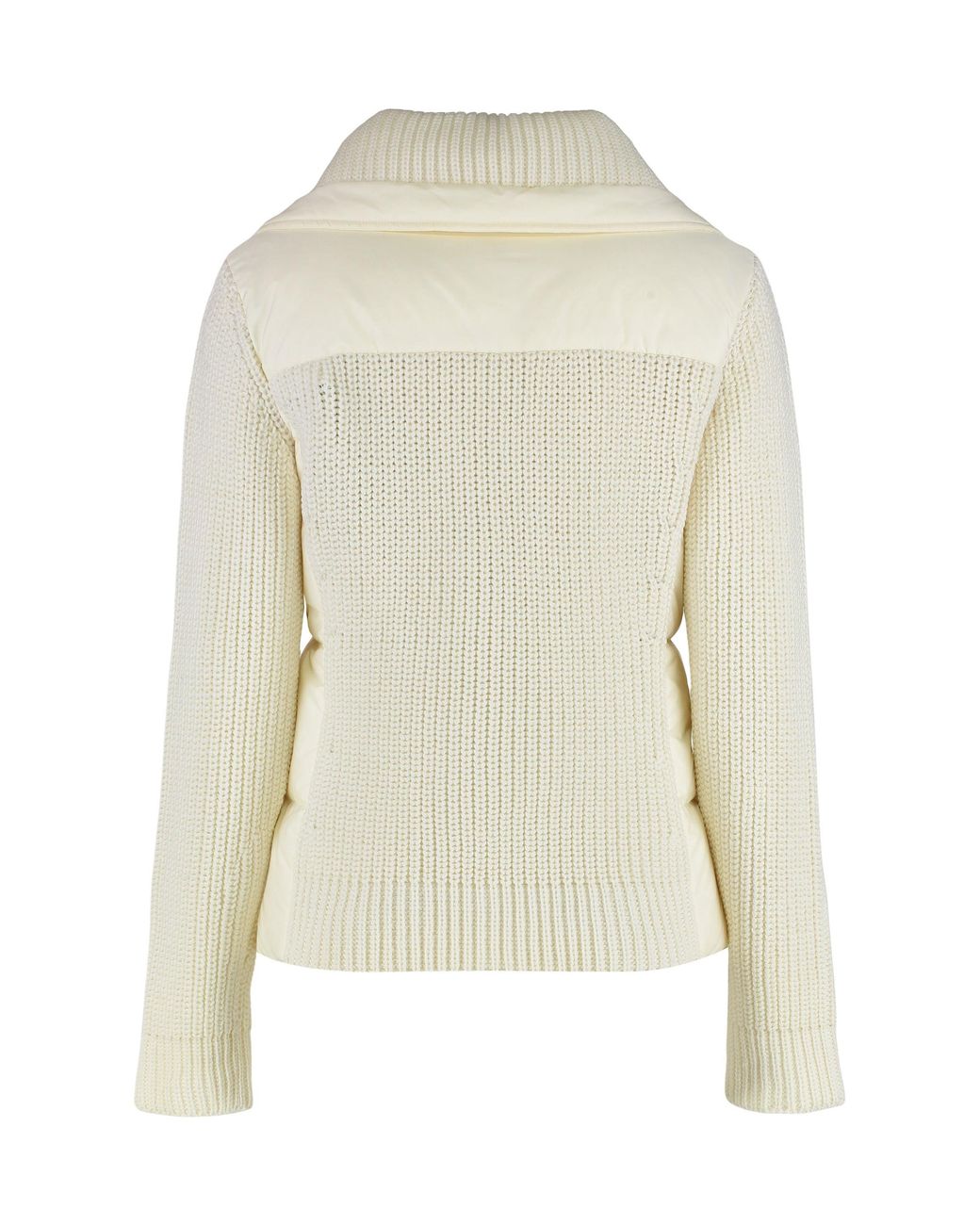 Moncler Natural Quilted Wool Cardigan With Zip