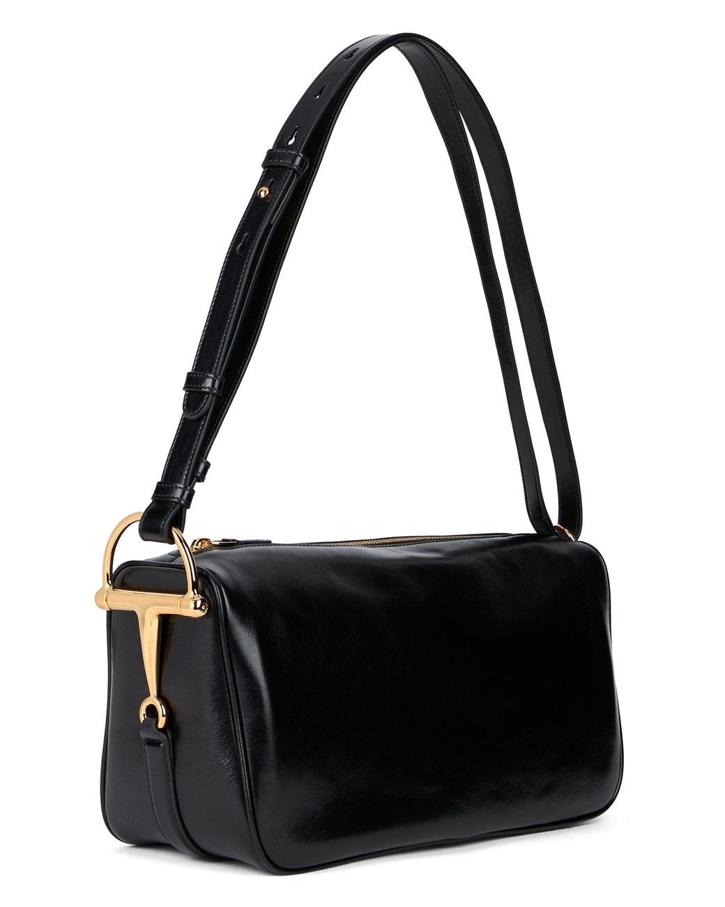 Gucci Black Shoulder Bag With Buckle, Leather Calf Skin