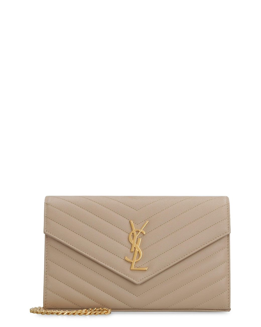Saint Laurent Natural Cassandra Leather Wallet On Chain
