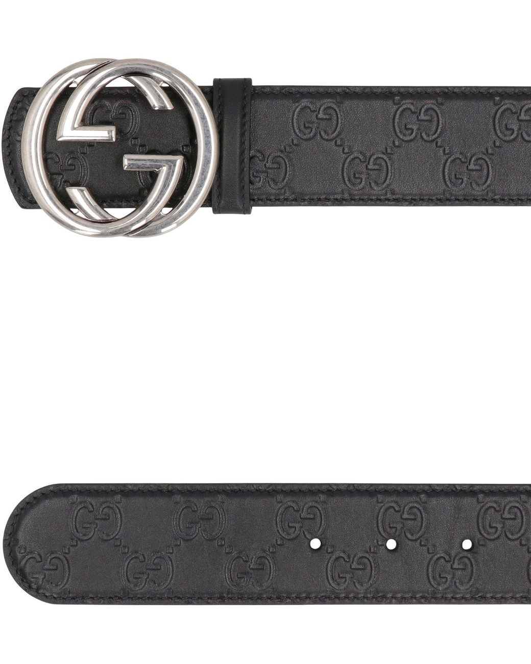 Gucci Black Reversible Leather Belt With Gg Buckle for men