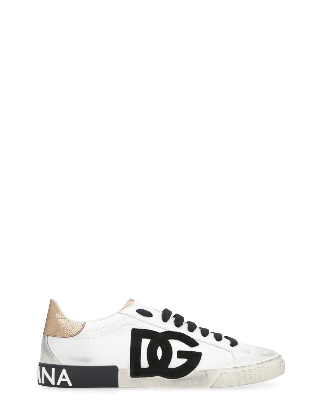 Dolce & Gabbana Black Leather Sneakers Portofino Calf Trainers for men