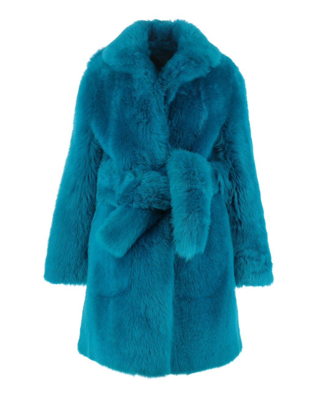 Bottega Veneta Lamb Fur Coat in Blue | Lyst