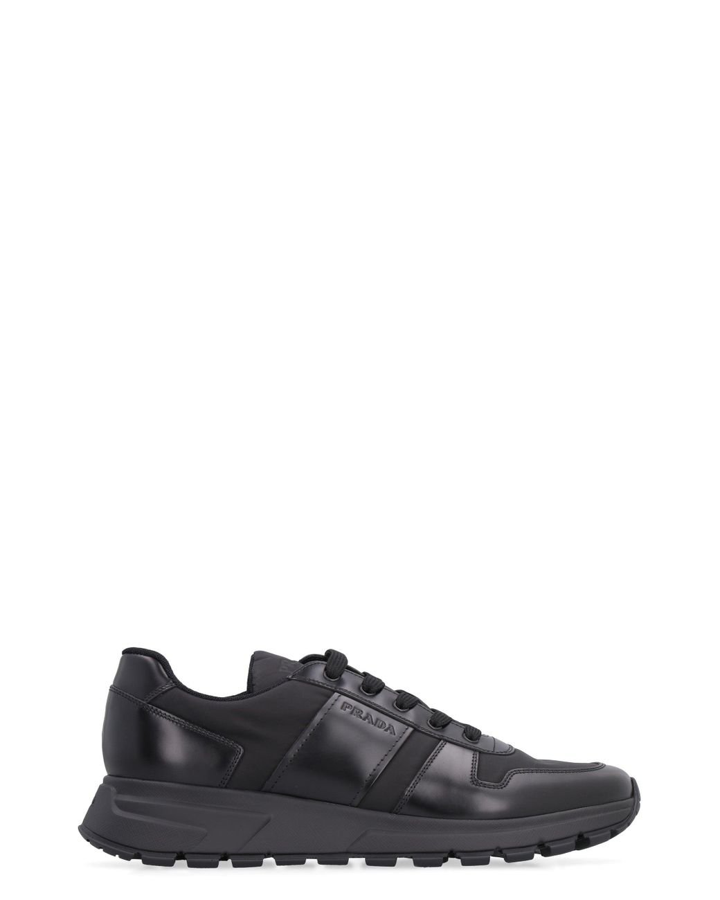 Prada Leather Low-top Sneakers in Black for Men | Lyst