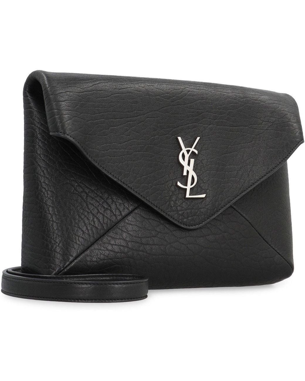 Saint Laurent Black Envelope Leather Messenger Bag for men