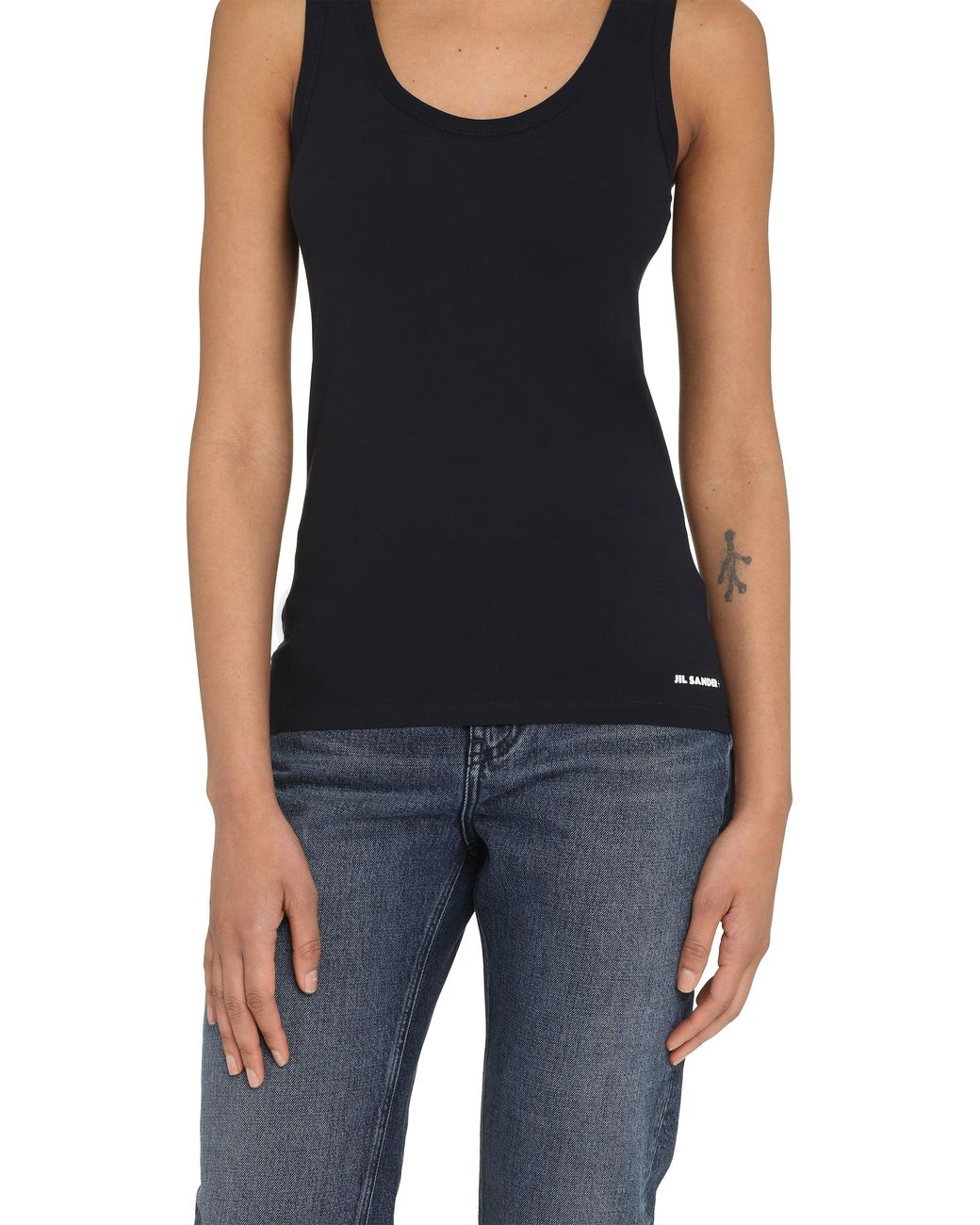 Jil Sander Black Cotton Tank Top