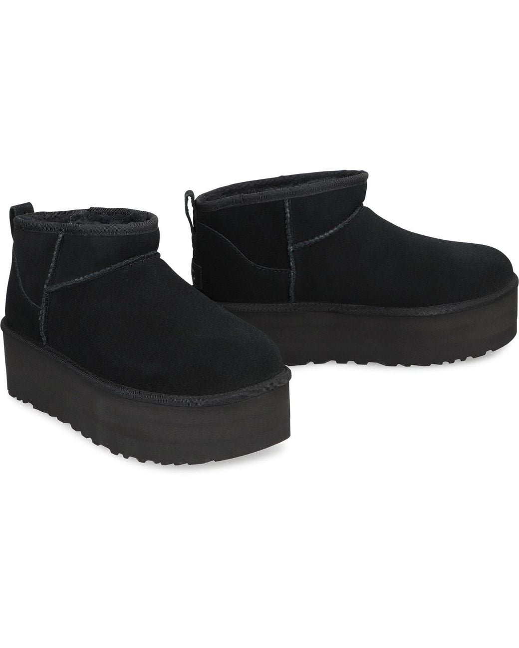 Ugg Black Classic Ultra Mini Boots Ovine Leather