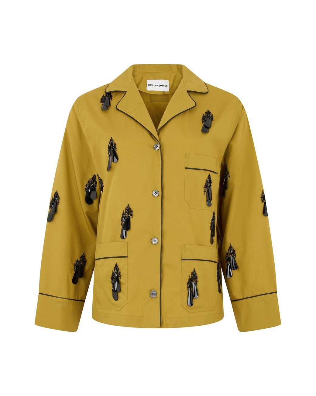 Des Phemmes Yellow Blouse With Decorative Crystals