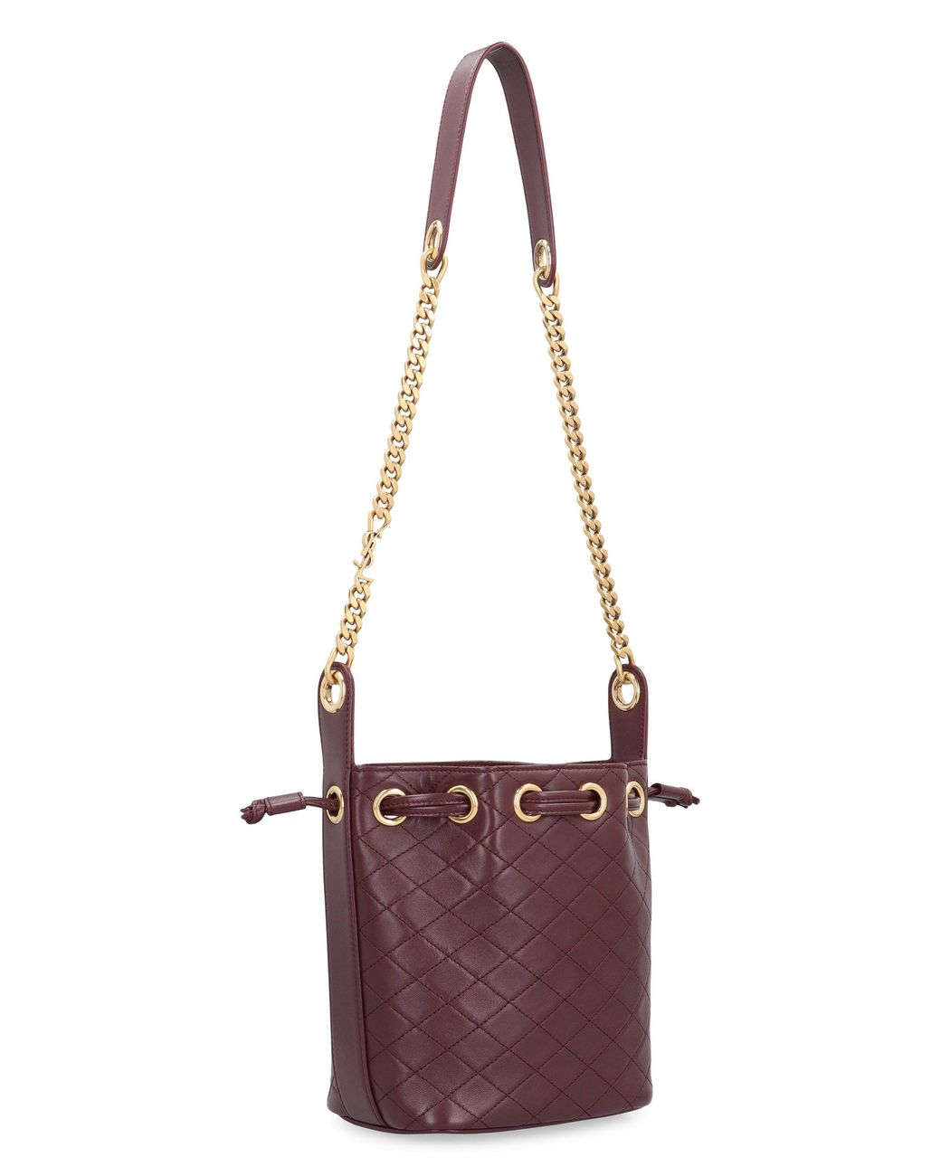 Saint Laurent White Cassandre Leather Bucket Bag