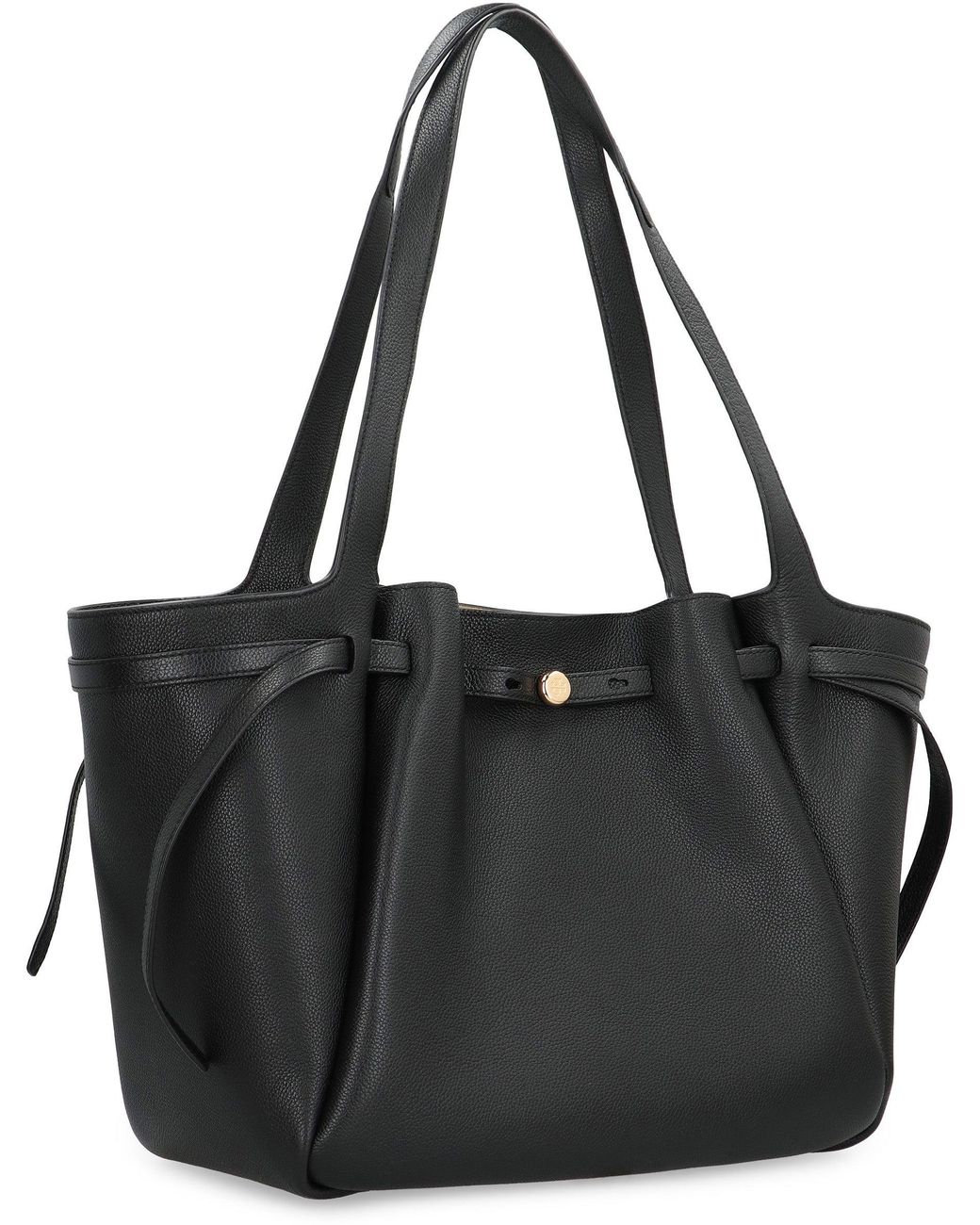 Tory Burch Black Tote Bag Romy Smooth Leather Cow Hide