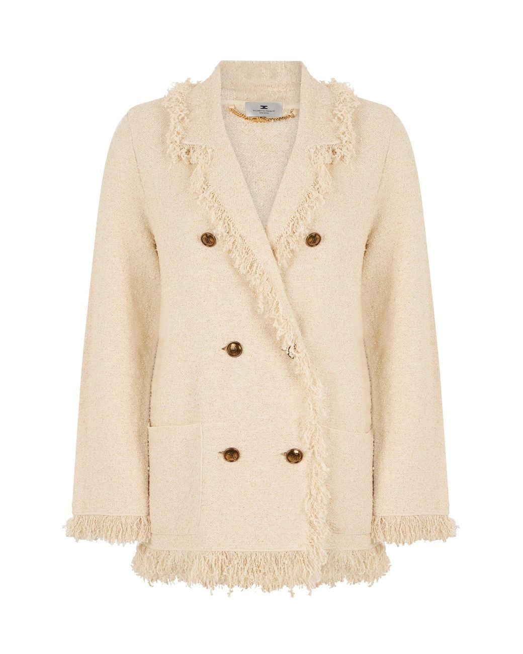 Elisabetta Franchi Natural Blazer Double-Breasted Cotton Blazers
