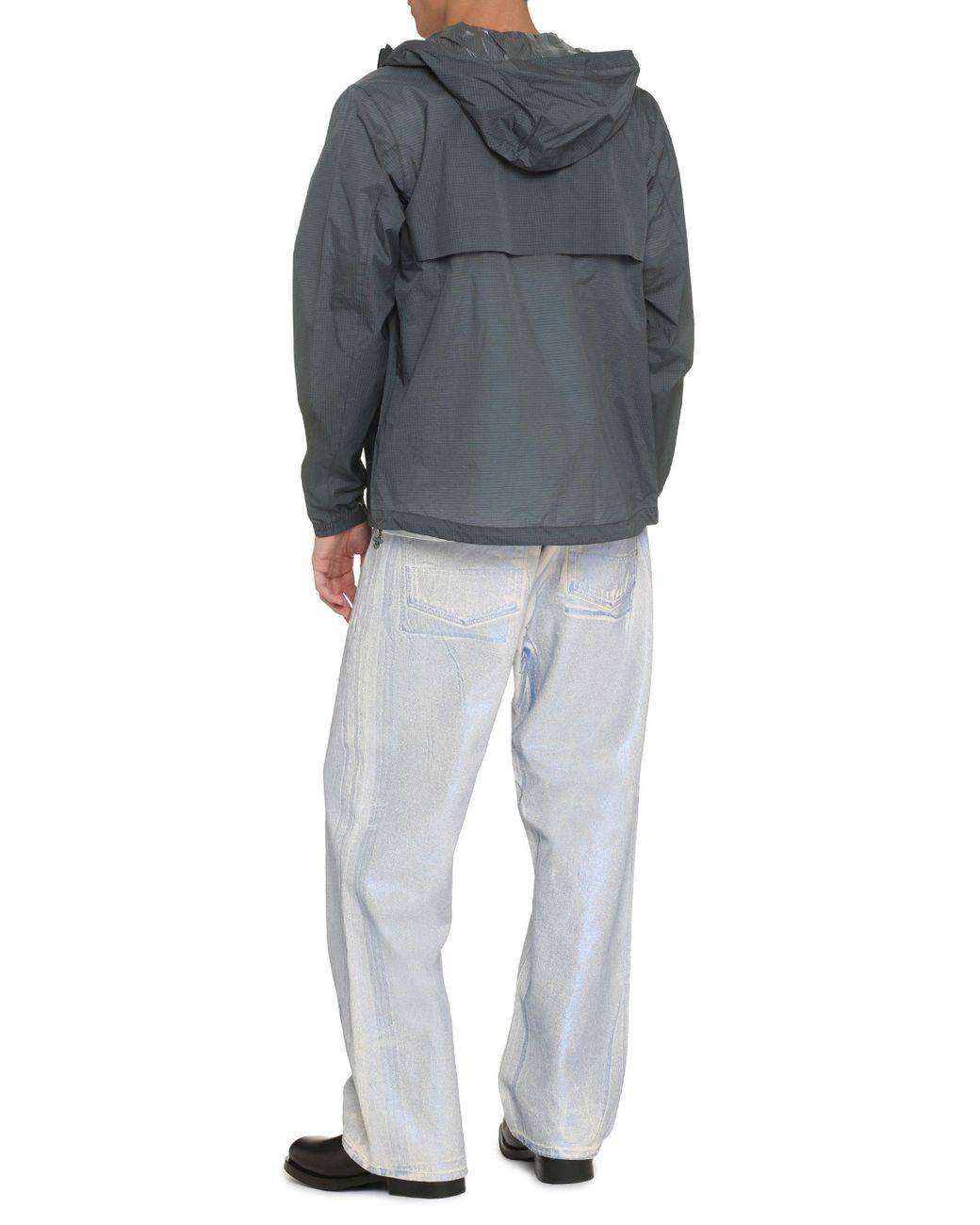 K-Way Gray Cleon Hooded Nylon Jacket for men