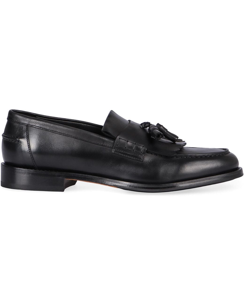 Doucal's Black Leather Moccasins for men