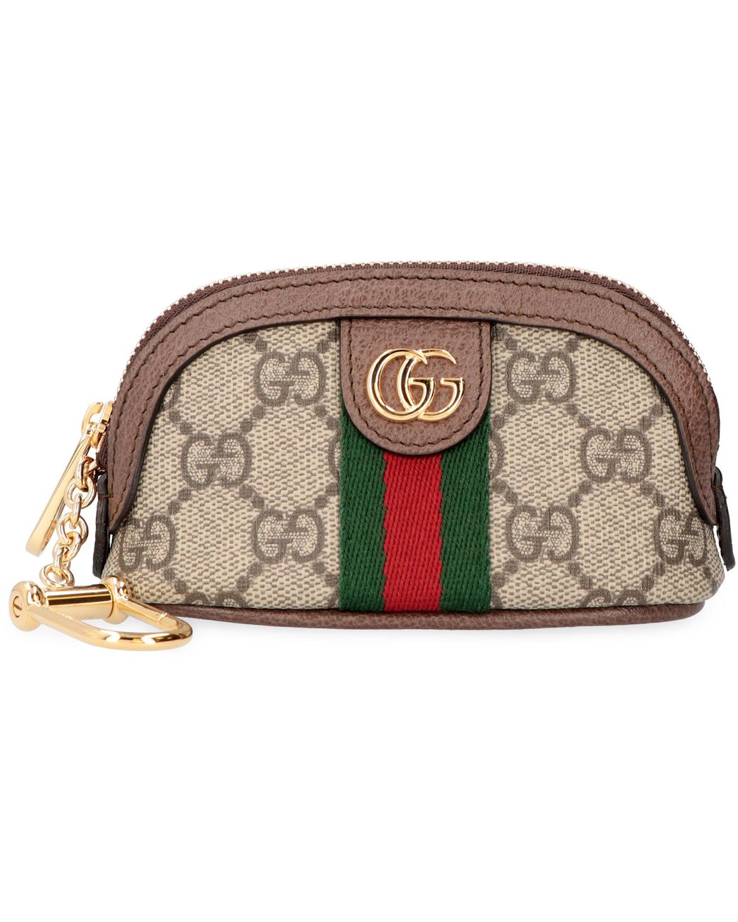 GUCCI GG Supreme Monogram Web Ophidia Dome Key Pouch Beige New Acero 697362