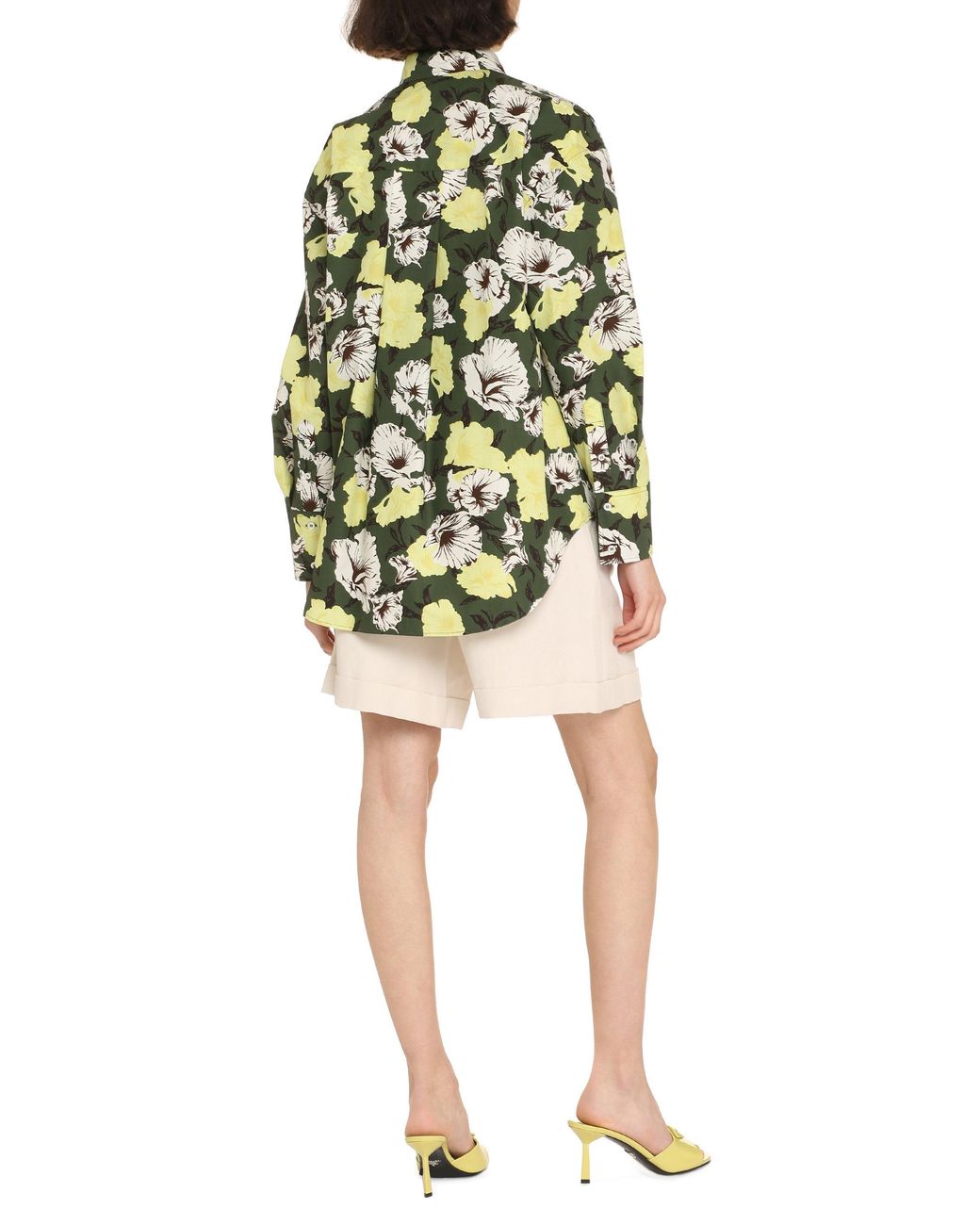 MSGM Green Printed Cotton Shirt