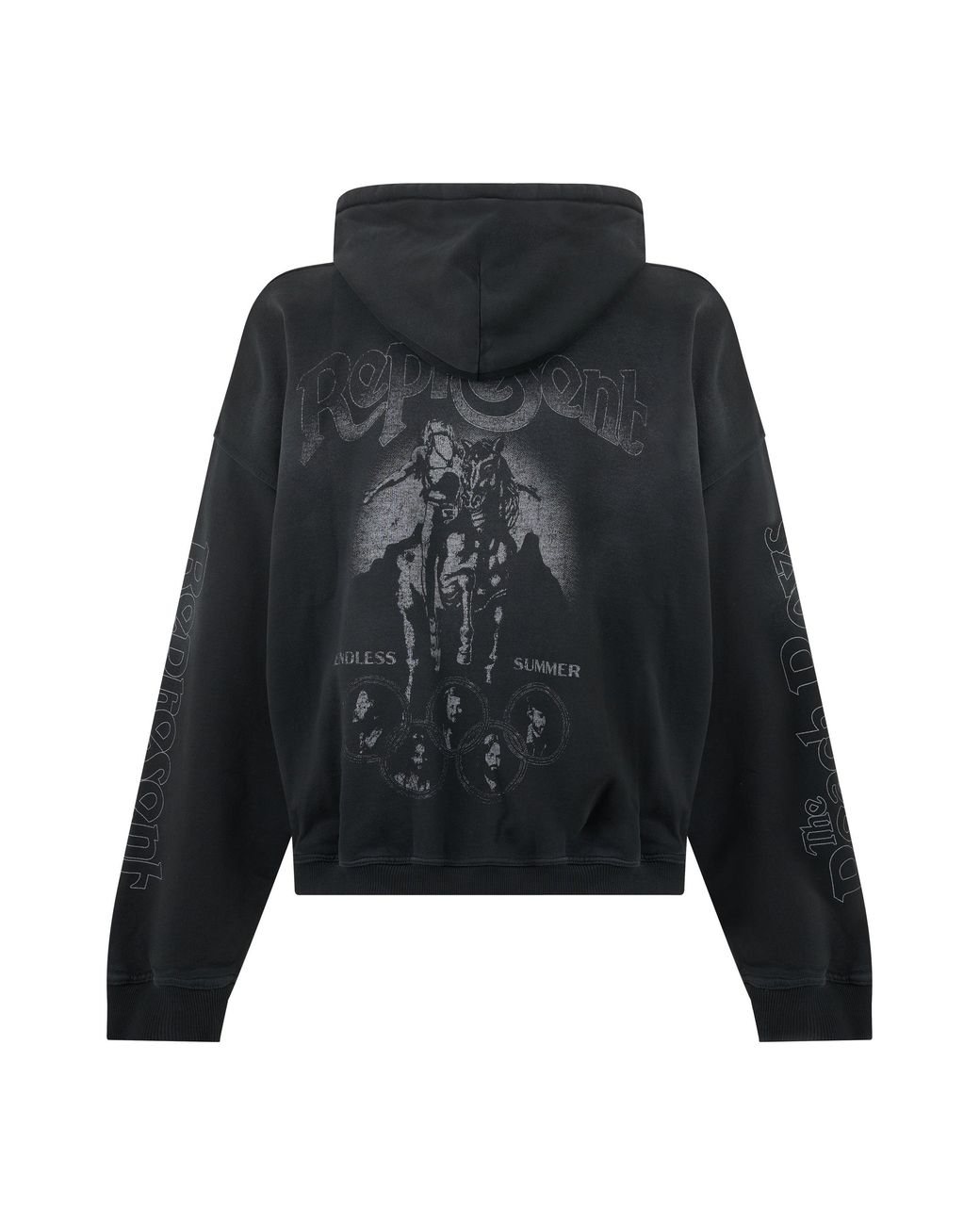 Represent Black Hooded Zip Sweatshirt Cotton Jumpers for men