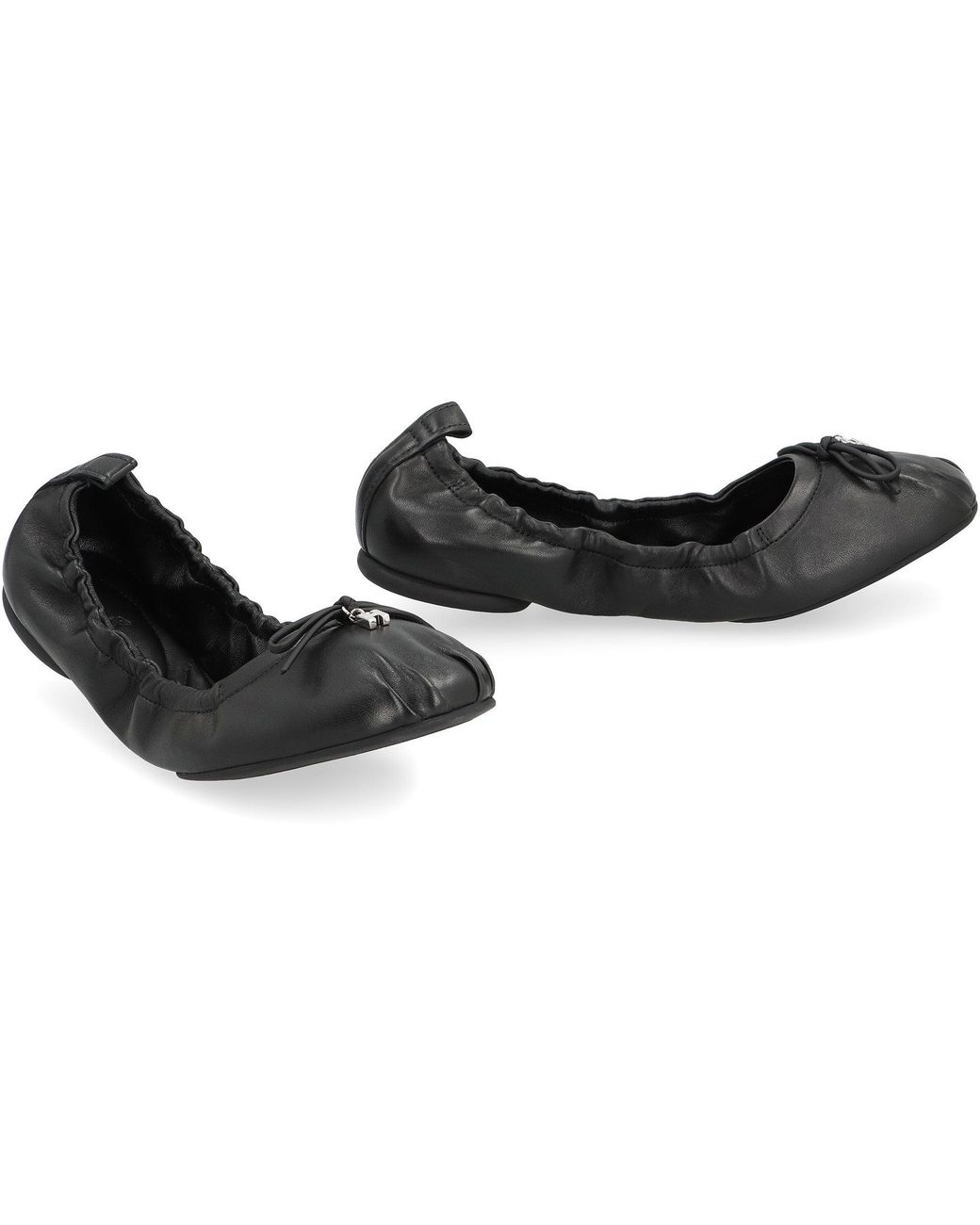 Hogan Black Leather Ballet Flats Ballerina Shoes