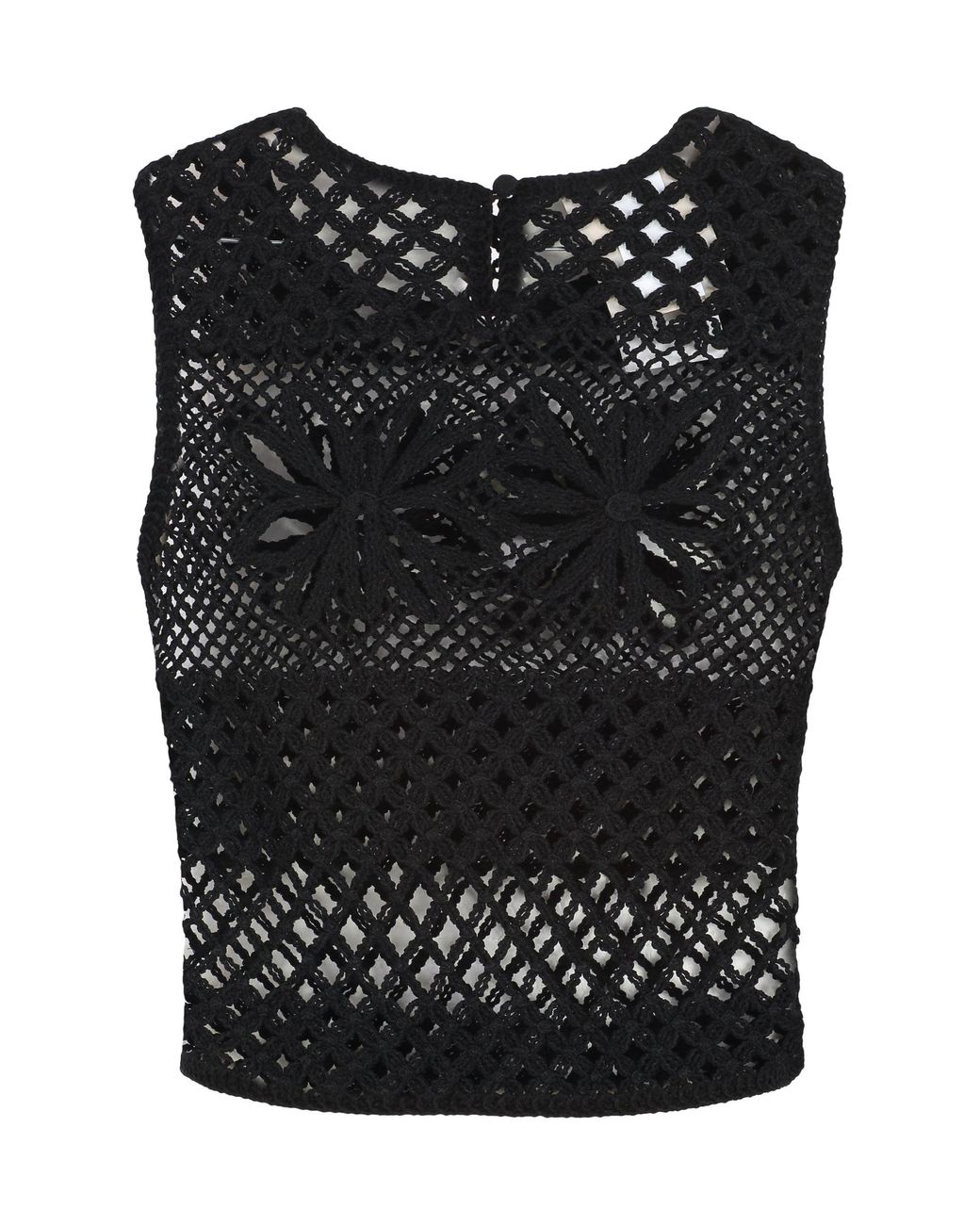 Pinko Black Gonzano Sleeveless Crochet Top, Viscose Tops