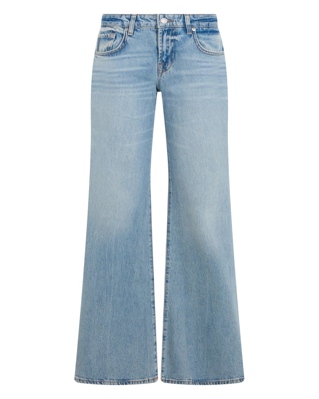 7 For All Mankind Blue Palazzo Denim Jeans Cotton Flared