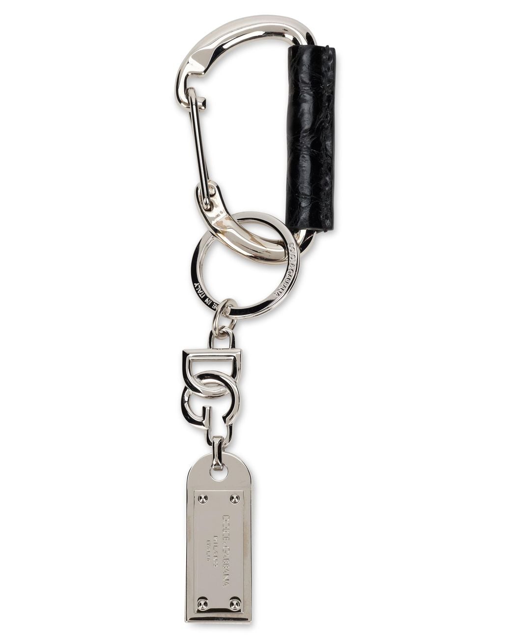 Dolce & Gabbana Black Keychain With Tag for men