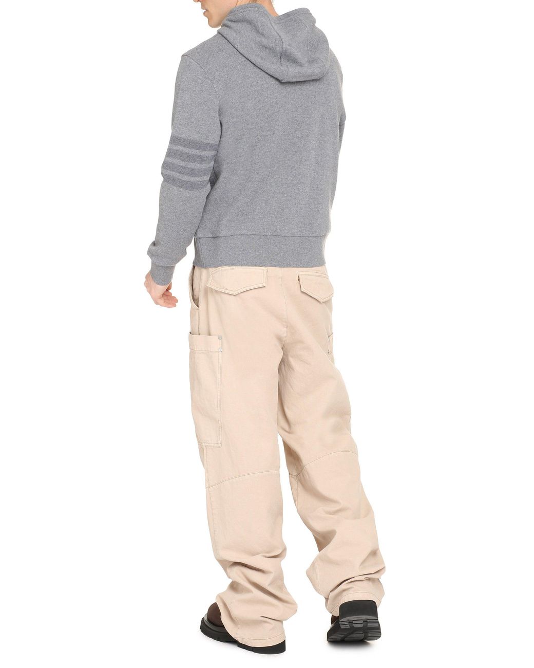 Thom Browne Gray Knitted Hoodie Wool Knitwear for men