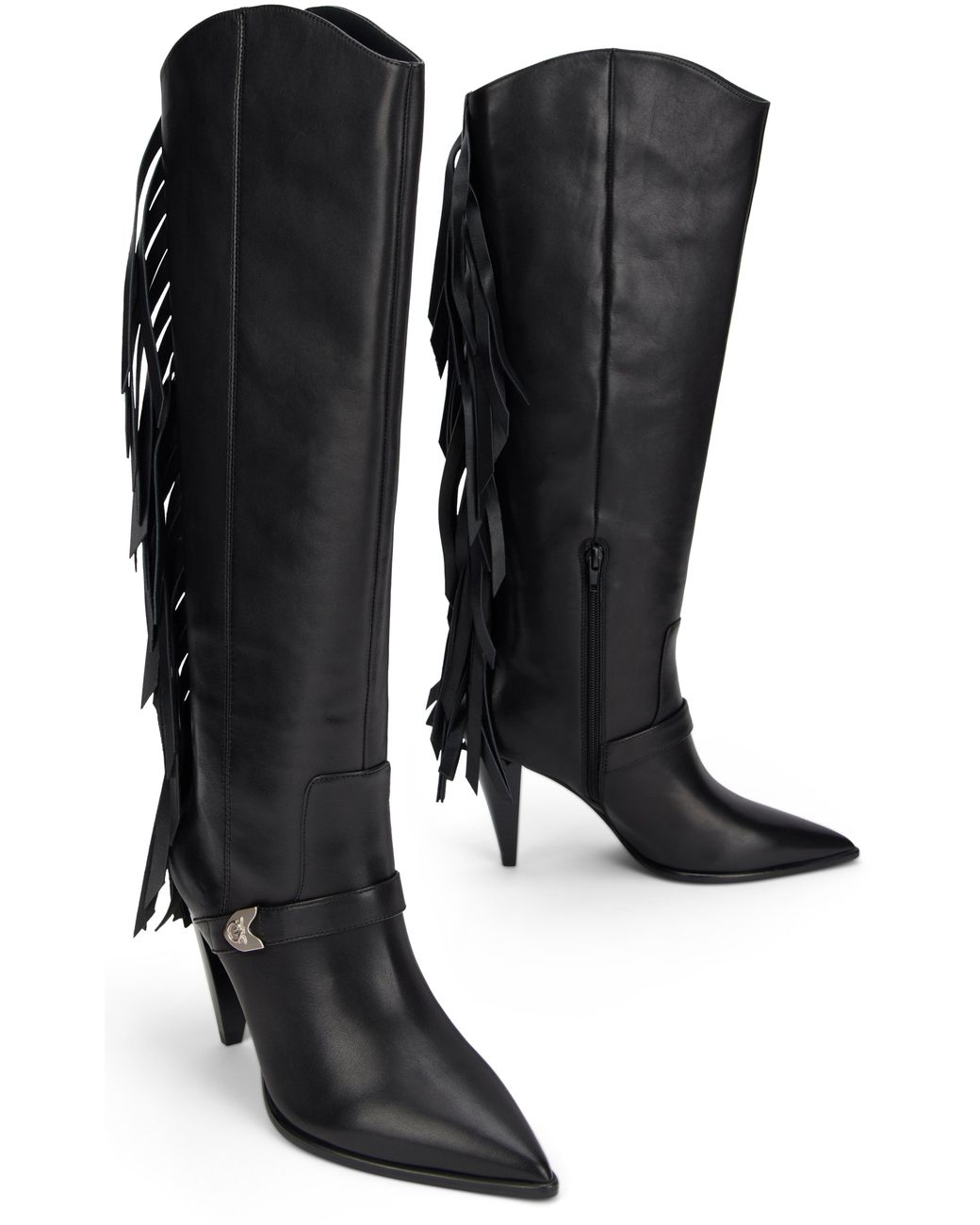 Pinko Black Fringe Boots