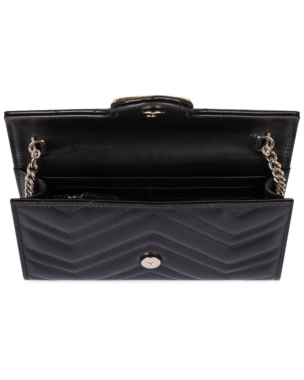 Gucci Gray Gg Marmont Leather Wallet On Chain