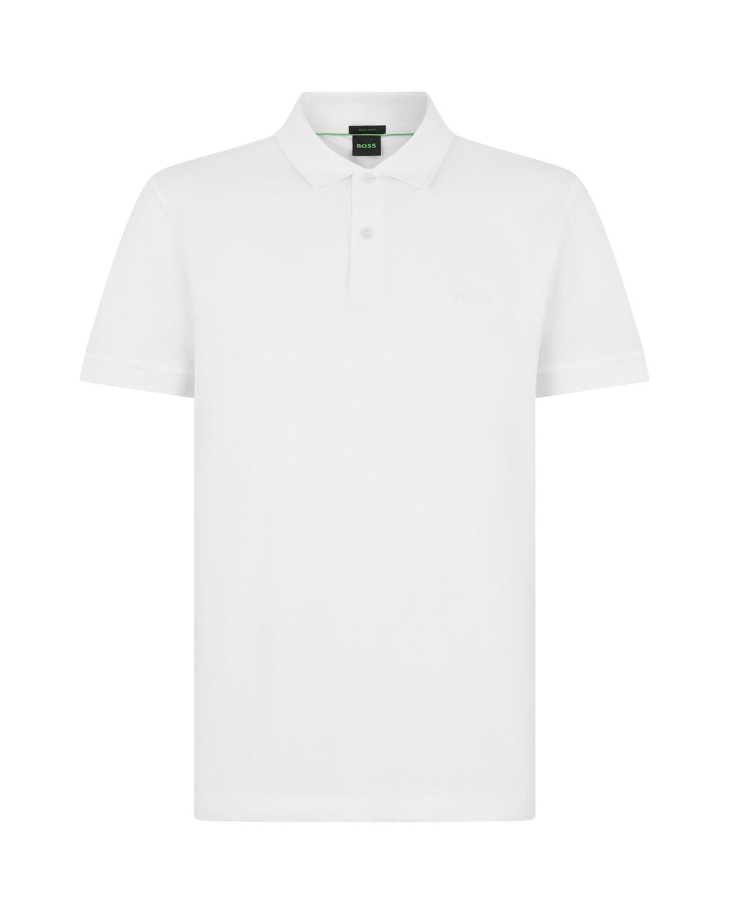 Boss White Pique Cotton Polo for men