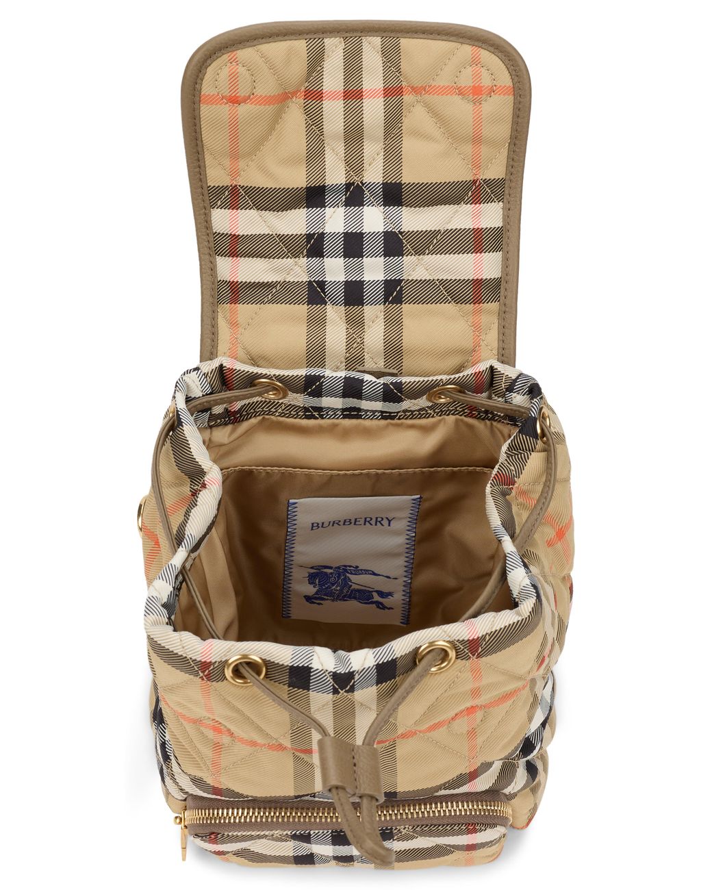 Burberry Brown Backpack With Checkered Pattern