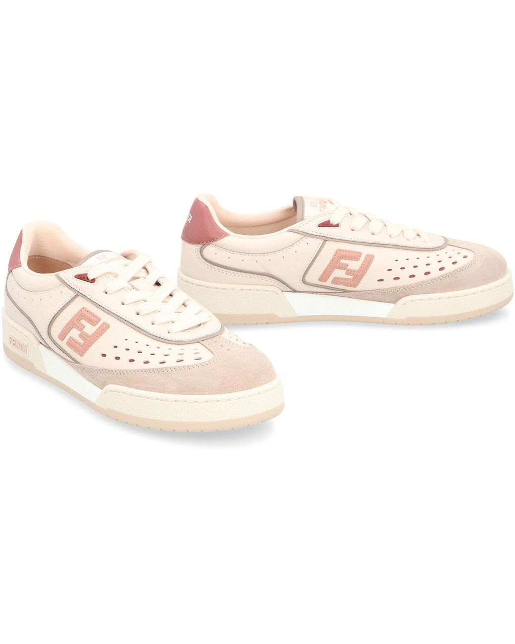 Fendi Pink Match Leather Low-Top Sneakers