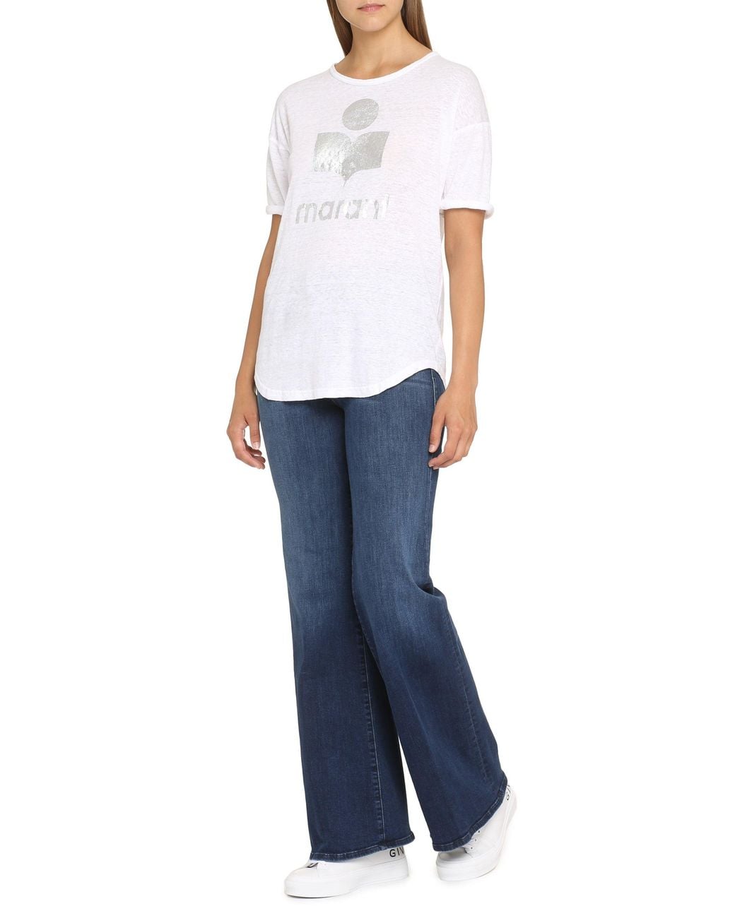 Isabel Marant White Linen Zewel T-Shirt With Logo