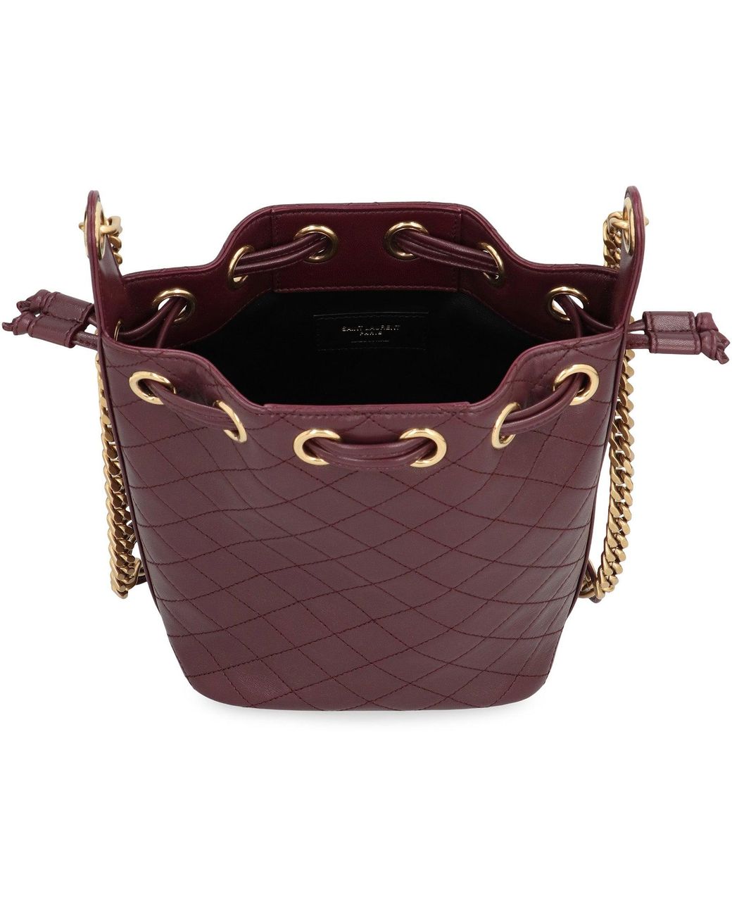 Saint Laurent White Cassandre Leather Bucket Bag
