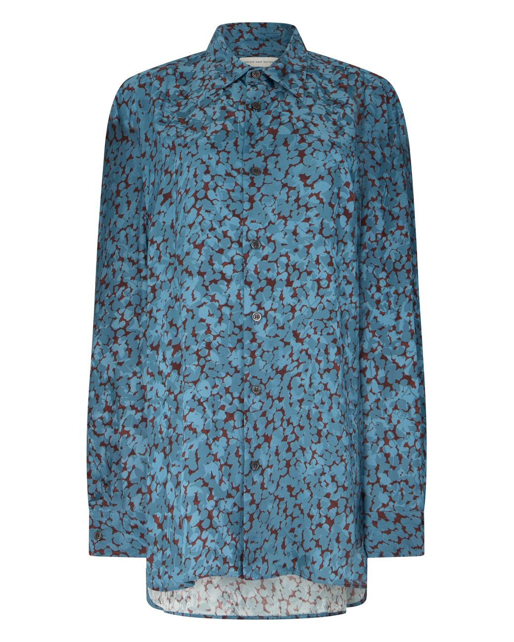 Dries Van Noten Blue Viscose Shirt With Print for men