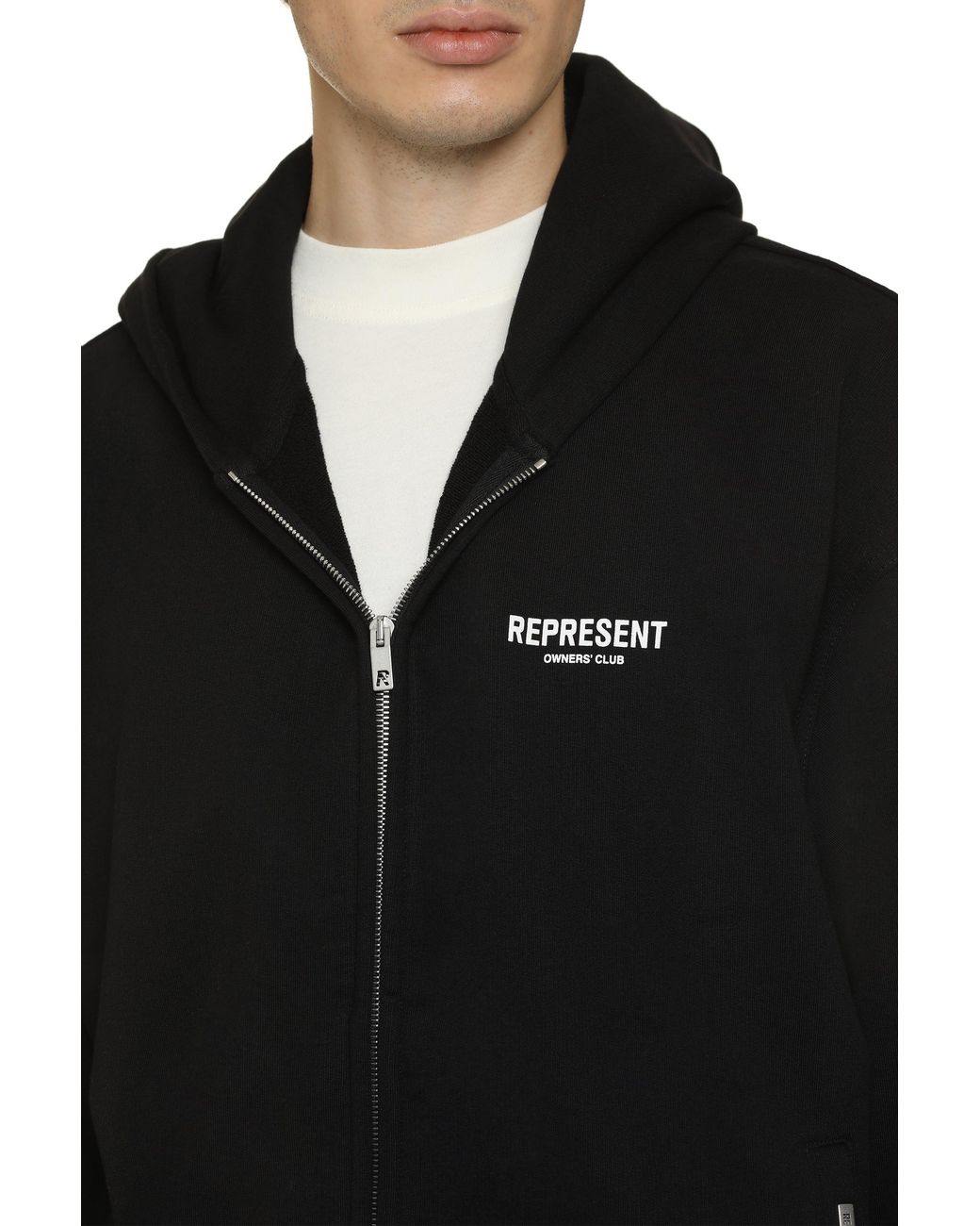 Represent Black Full-Zip Cotton Hoodie for men