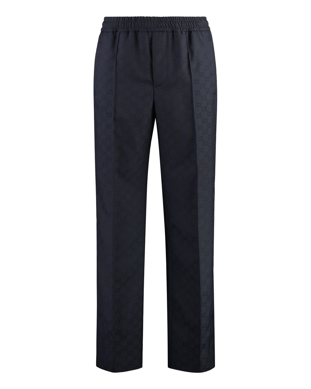 Gucci Blue Jacquard Motif Trousers Cotton for men