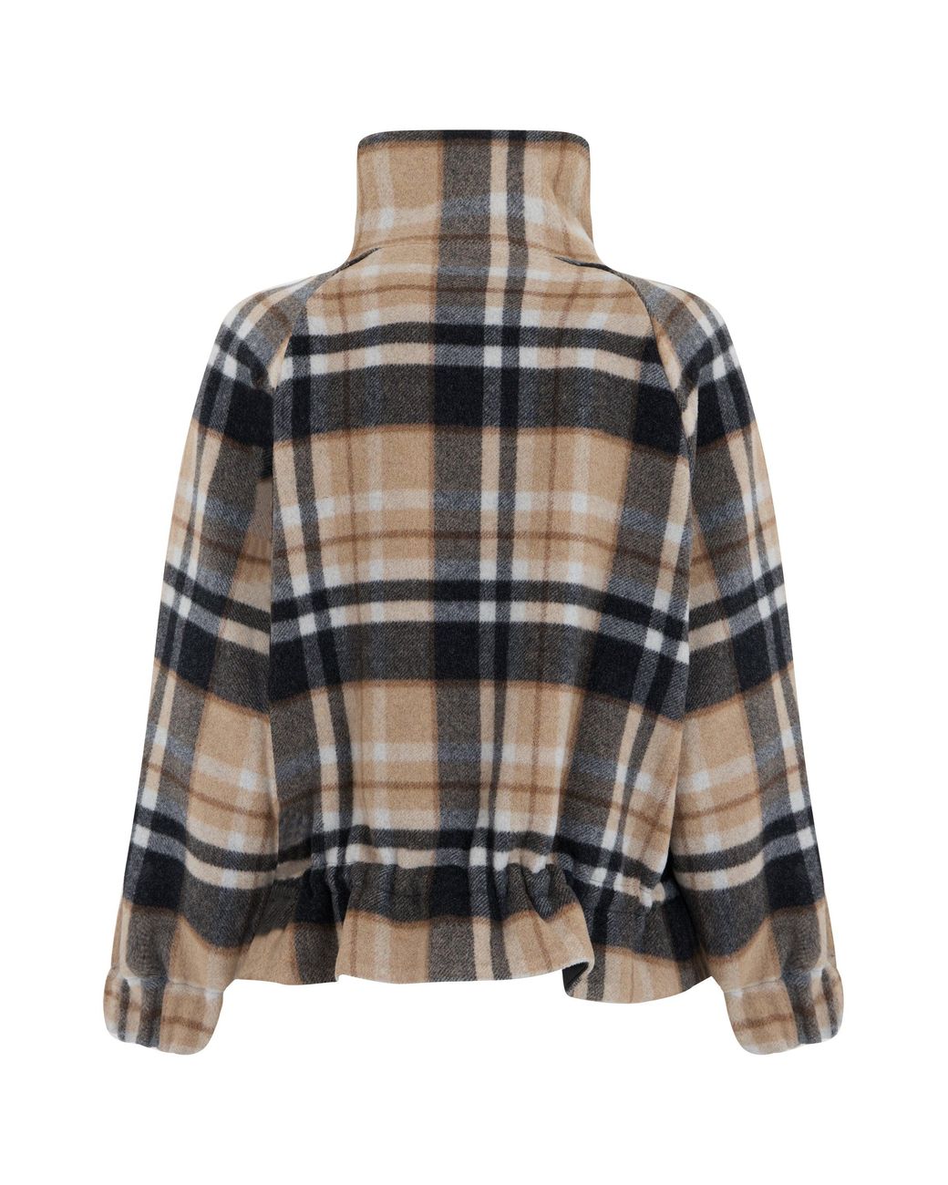 Pinko Black Checkered High-Collar Wool Jacket