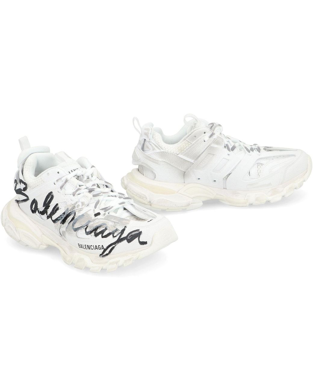 Balenciaga White Track Signature Low-Top Sneakers Polyurethane Trainers
