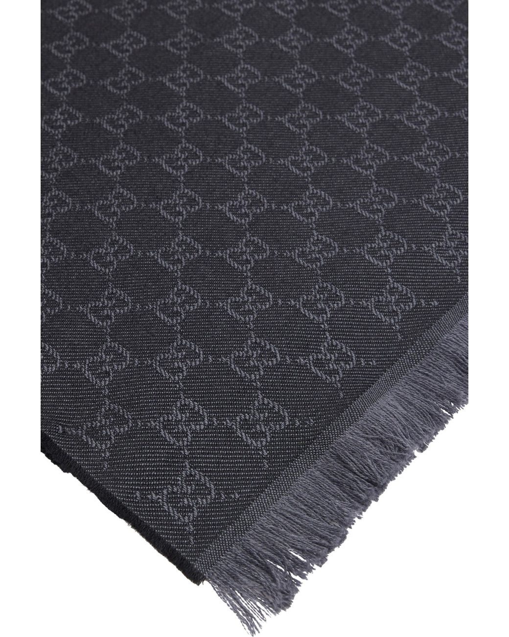 Gucci Black Wool Scarf Gg