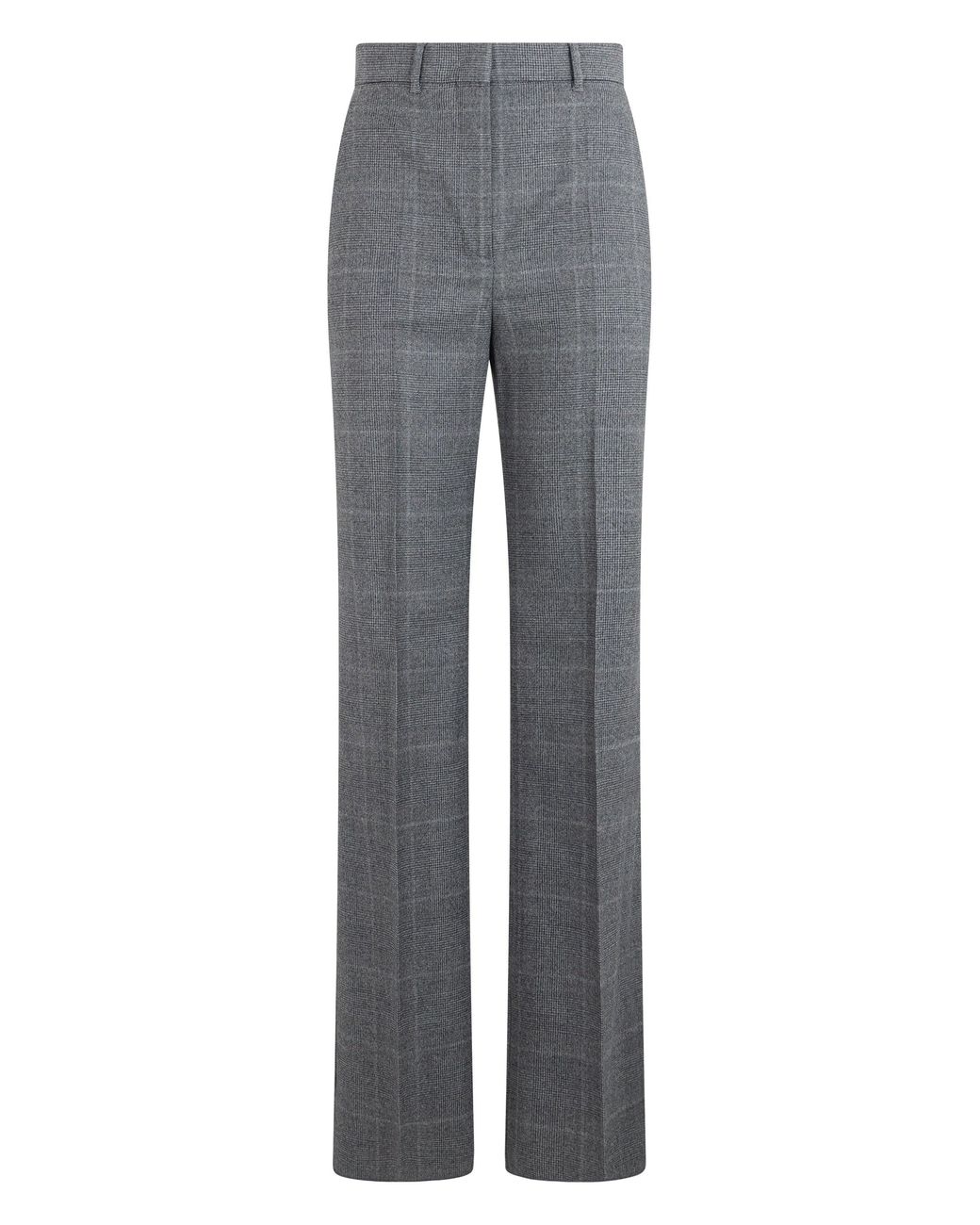 Max Mara Gray High-Waisted Virgin Wool Trousers Straight