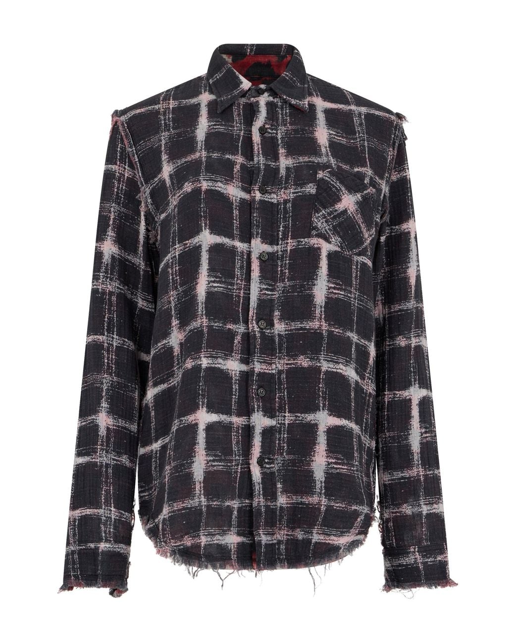 R13 Black Frayed Cotton Shirt