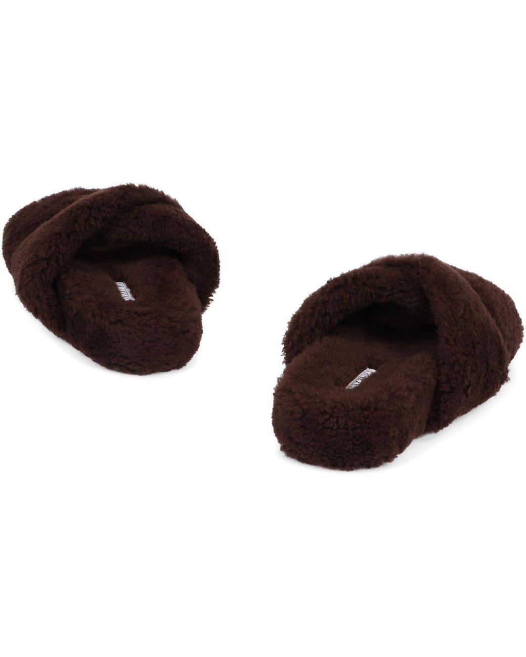 Aquazzura Brown Shearling Slides