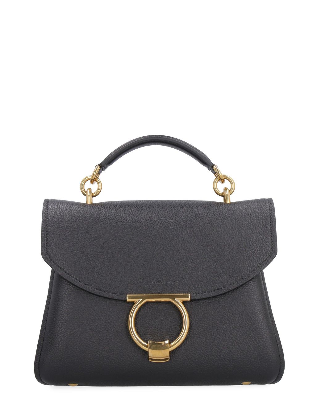 Ferragamo Blue Gancini Pebbled Leather Handbag
