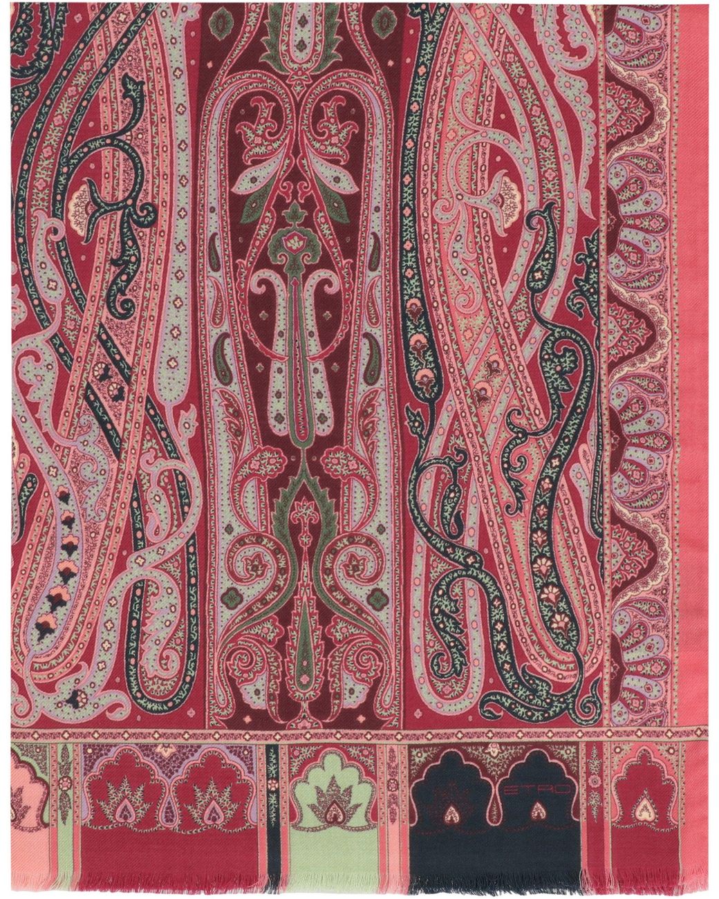 Etro Red Wool And Silk Scarf