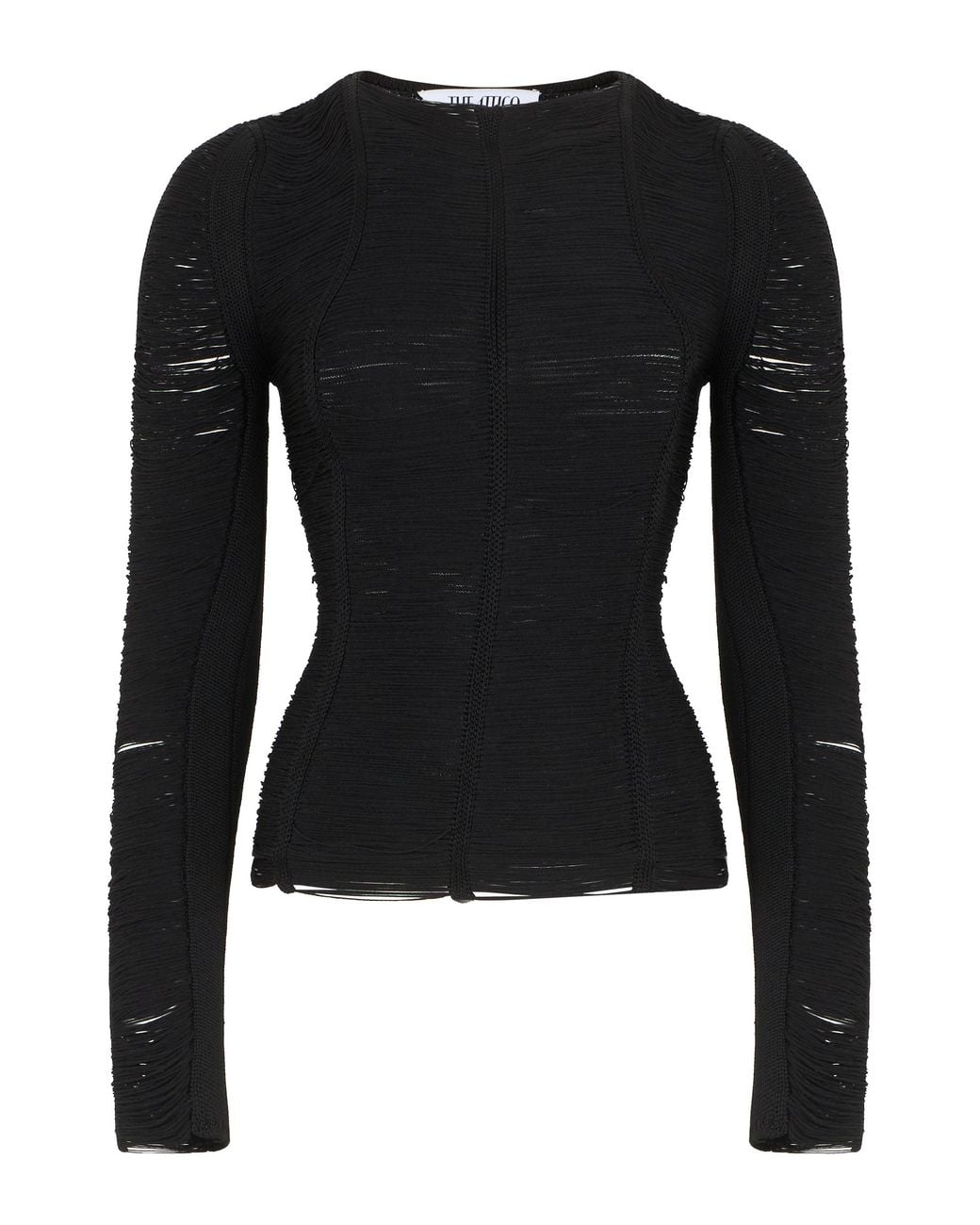 The Attico Black Long-Sleeve Top Viscose Tops